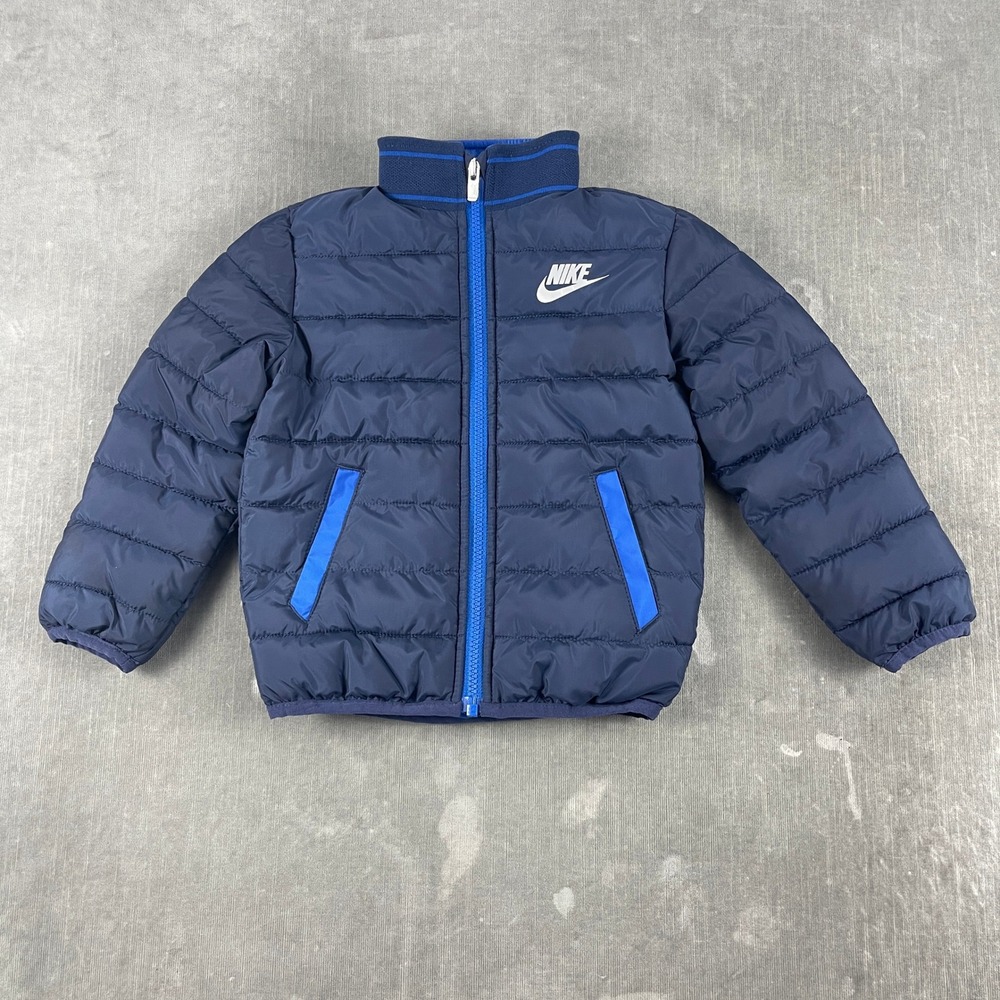 Nike Toddler 3T Navy Blue Puffer Jacket Full Zip Quilted Padded Outerwear